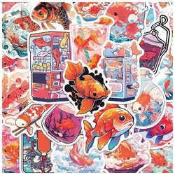 Goldfish Cartoon Stickers Pack - Laptop, Phone, Scrapbook, Fridge Decals (ONLINE ORDER ONLY)