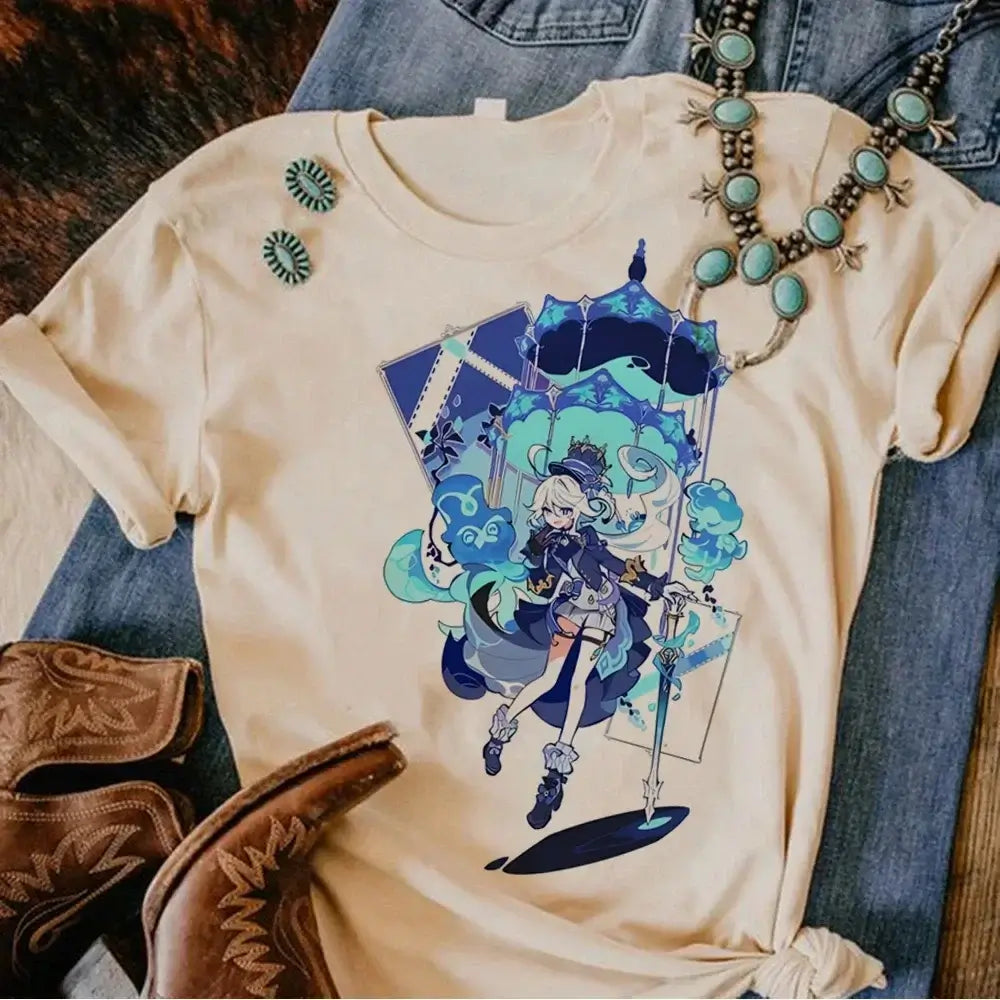 Genshin Impact Furina T-Shirt Comic Y2k Anime Tee (ONLINE ORDER ONLY)