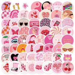 90s Groovy Girls Pink Art Stickers - DIY Cartoon Decals for Guitar, Laptop, Scrapbook, Diary (Online Order Only)