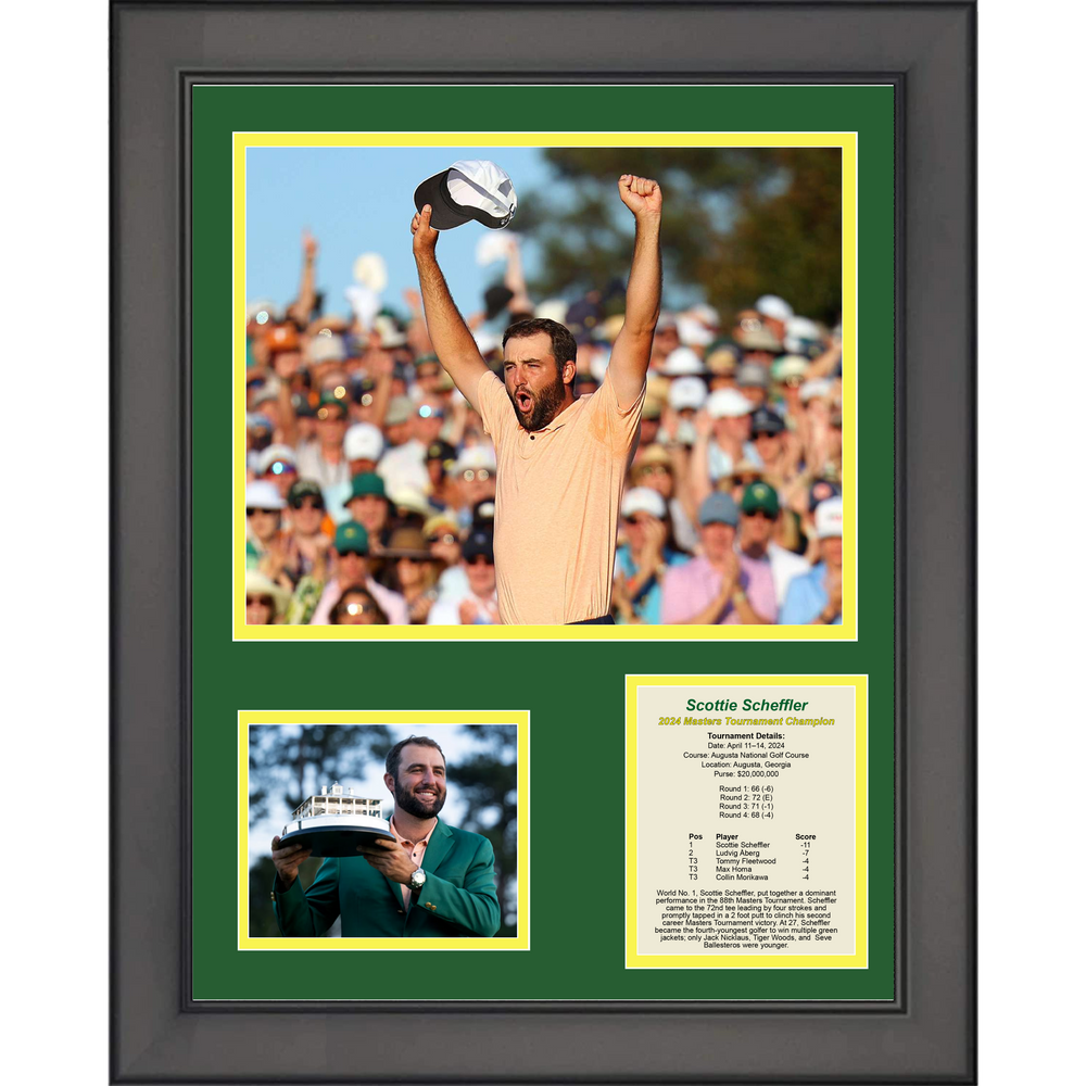 Framed Scottie Scheffler 2024 Masters Tournament Champion Augusta National PGA Tour 11"x14" Golf Three Photo Collage (ONLINE ORDER ONLY)