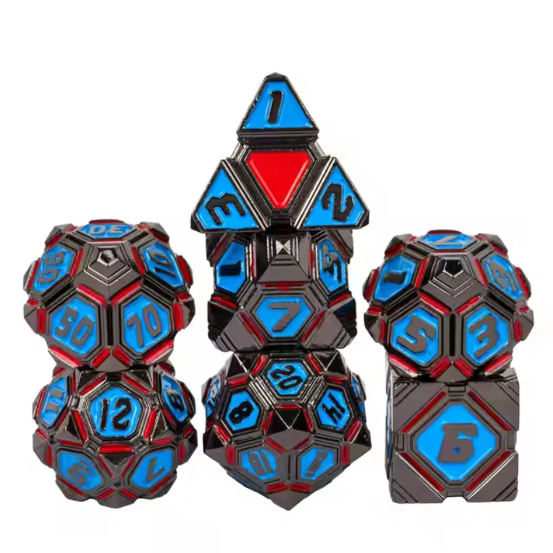 Metal 7 Piece Polyhedral Dice Set - UFO Mechanical Theme (Online Order Only)