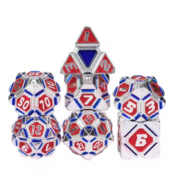 Metal 7 Piece Polyhedral Dice Set - UFO Mechanical Theme (Online Order Only)