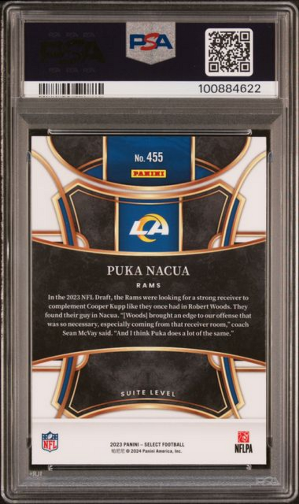 Graded 2023 Panini Select Puka Nacua #455 Rookie RC Football Card PSA 10 Gem Mint (ONLINE ORDER ONLY)