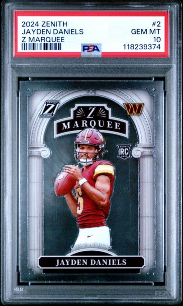 Graded 2024 Panini Zenith Jayden Daniels #2 Z Marquee Rookie RC Football Card PSA 10 Gem Mint (ONLINE ORDER ONLY)