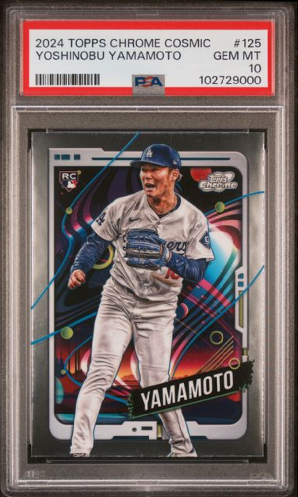 Graded 2024 Topps Cosmic Chrome Yoshinobu Yamamoto #125 Rookie RC Baseball Card PSA 10 Gem Mint (ONLINE ORDER ONLY)