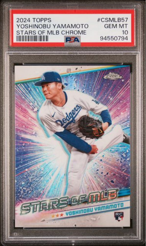 Graded 2024 Topps Yoshinobu Yamamoto #CSMLB57 Stars of MLB Chrome Rookie RC Baseball Card PSA 10 Gem Mint (ONLINE ORDER ONLY)