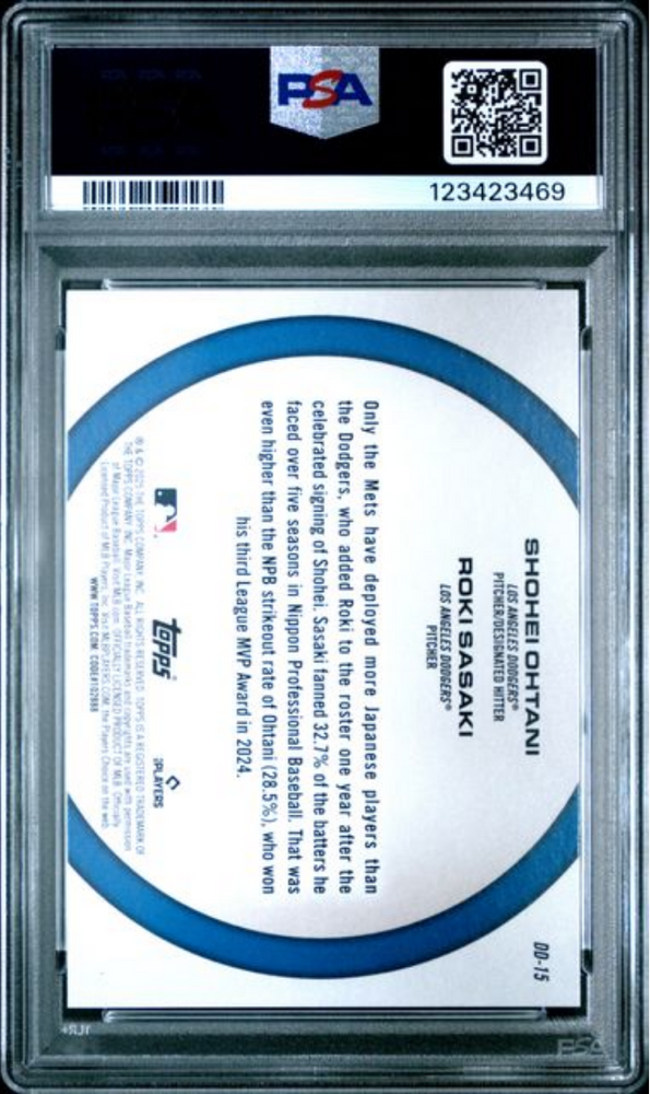 Graded 2025 Topps Shohei Ohtani/Roki Sasaki #DD15 Dynamic Duos Baseball Card PSA 10 Gem Mint (ONLINE ORDER ONLY)