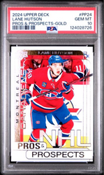 Graded 2024 Upper Deck Lane Hutson #PP24 Pros & Prospects Gold Rookie RC Hockey Card PSA 10 Gem Mint (ONLINE ORDER ONLY)