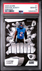 Graded 2025 Panini Score Ashton Jeanty #1 Emerged Rookie RC Football Card PSA 10 Gem Mint (ONLINE ORDER ONLY)