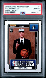 Graded 2025 Panini Instant Cooper Flagg #1 Draft Night Rookie RC Basketball Card PSA 10 Gem Mint