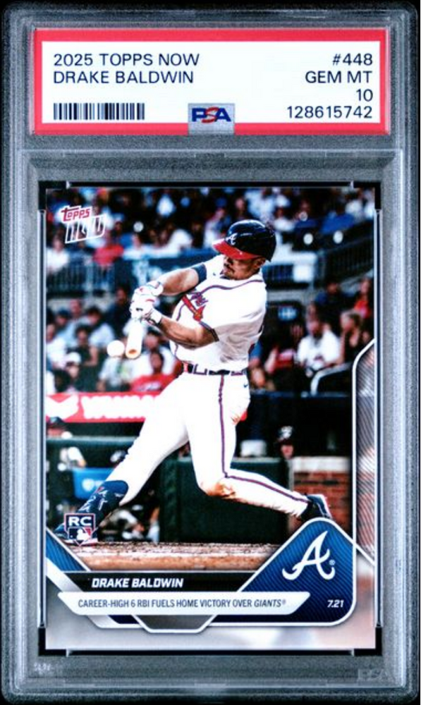 Graded 2025 Topps Now Drake Baldwin #448 Rookie RC Baseball Card PSA 10 Gem Mint