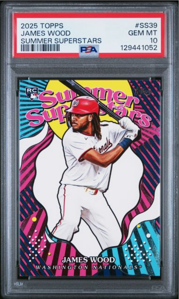 Graded 2025 Topps James Wood #SS39 Summer Superstars Rookie RC Baseball Card PSA 10 Gem Mint