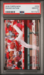 Graded 2018 Topps Now Shohei Ohtani #234 Fastest in Angels Histroy to 50ks in 4th Win of the Season Rookie RC Baseball Card PSA 10 Gem Mint (ONLINE ORDER ONLY)