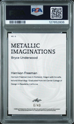 Graded 2025 Leaf Bryce Underwood #MI3 Metallic Imaginations Series 2 Blue /49 Rookie RC Football Card PSA 9 Mint