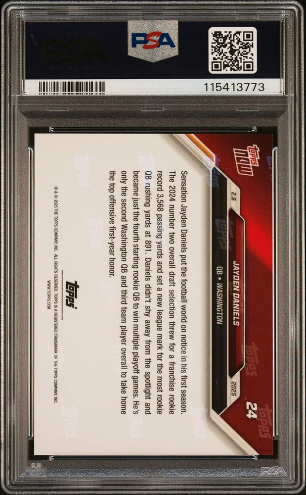 Graded 2024 Topps Now Jayden Daniels #24 Rookie RC Football Card PSA 10 Gem Mint (ONLINE ORDER ONLY)