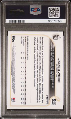 Graded 2022 Topps Pro Debut James Wood #PD132 Autograph Rookie RC Baseball Card PSA 10 Gem Mint (ONLINE ORDER ONLY)