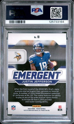 Graded 2020 Panini Prizm Justin Jefferson #10 Emergent Rookie RC Football Card PSA 10 Gem Mint (ONLINE ORDER ONLY)