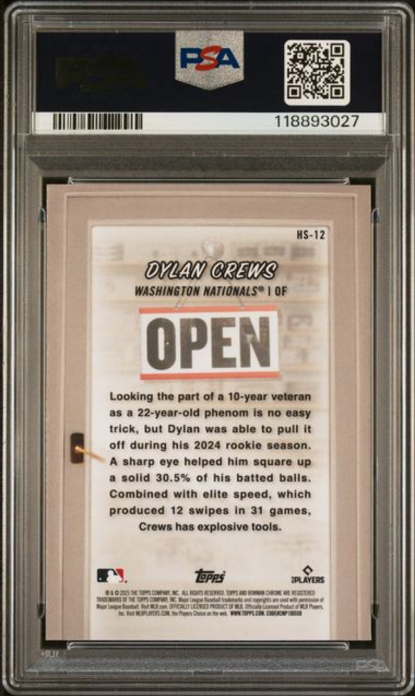 Graded 2025 Topps Bowman Dylan Crews #HS12 Hobby Stars Rookie RC Baseball Card PSA 10 Gem Mint