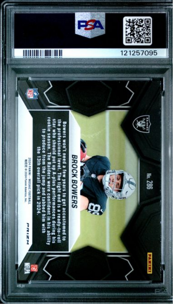 Graded 2024 Panini Mosaic Brock Bowers #286 Camo Red Rookie RC Football Card PSA 10 Gem Mint