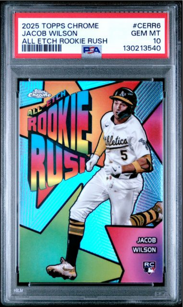 Graded 2025 Topps Chrome Jacob Wilson #CERR6 All Etch Rookie Rush Rookie RC Baseball Card PSA 10 Gem Mint