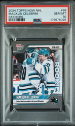 Graded 2024 Topps Now NHL Macklin Celebrini #88 Stickers Rookie RC Hockey Card PSA 10 Gem Mint
