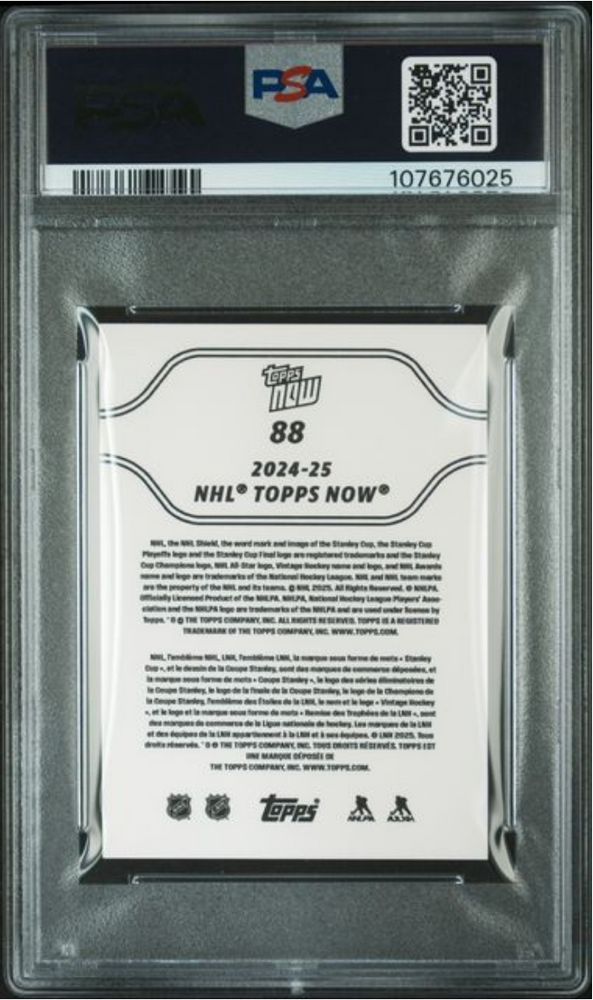 Graded 2024 Topps Now NHL Macklin Celebrini #88 Stickers Rookie RC Hockey Card PSA 10 Gem Mint