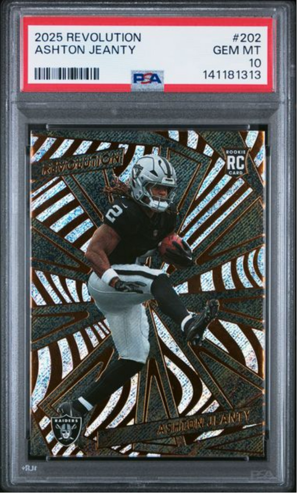 Graded 2025 Panini Revolution Ashton Jeanty #202 Rookie RC Football Card PSA 10 Gem Mint