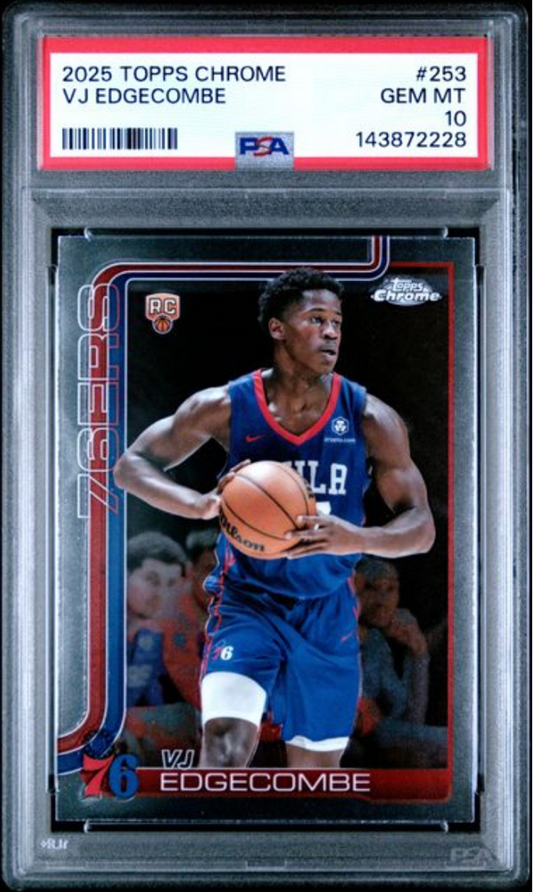 Graded 2025 Topps Chrome VJ Edgecombe #253 Rookie RC Basketball Card PSA 10 Gem Mint