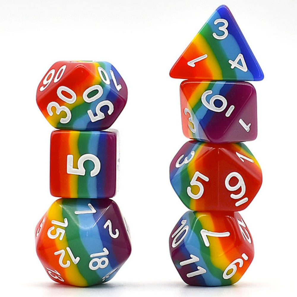 Opaque Rainbow Layer RPG Dice Set (ONLINE ORDER ONLY)
