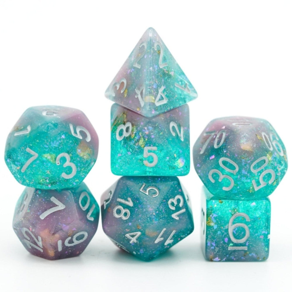 Pink & Green Seabed Treasure RPG Dice Set (ONLINE ORDER ONLY)