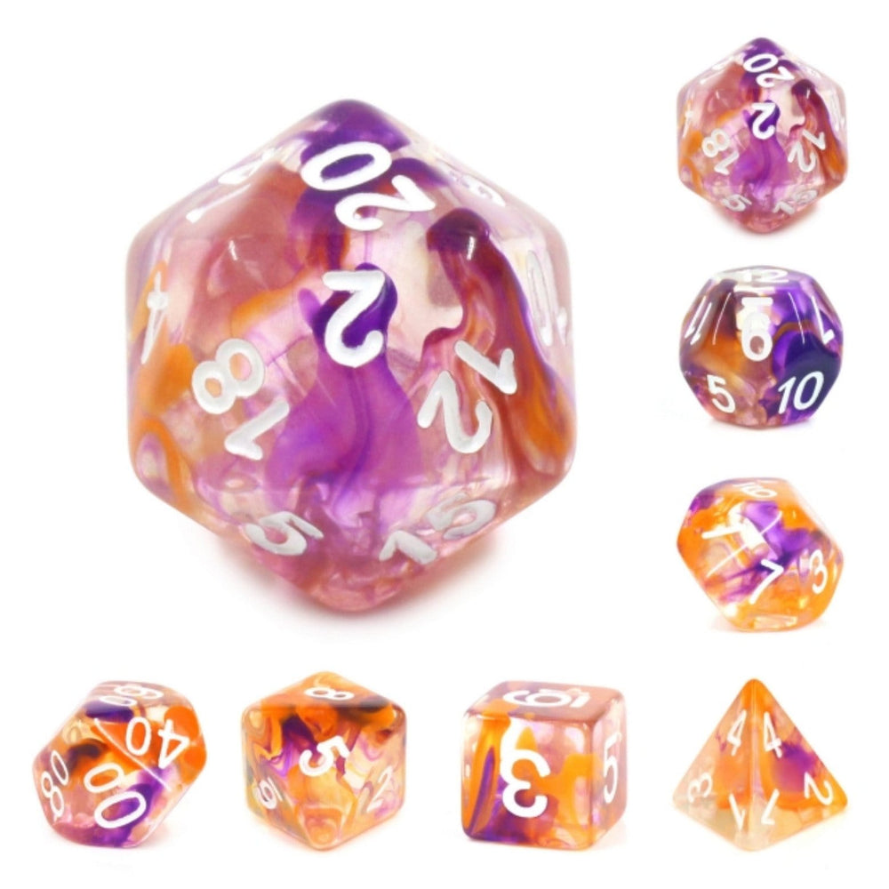 Purple & Orange Swirl Dice RPG Dice Set (ONLINE ORDER ONLY)