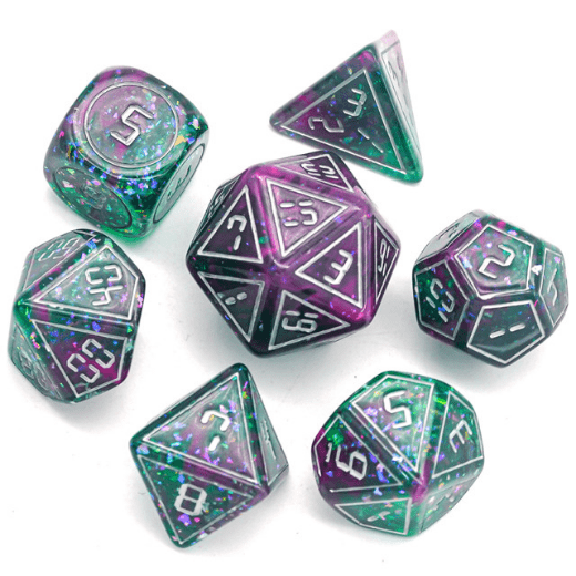 Cybernated Pink & Green RPG Dice Set - XLarge (ONLINE ORDER ONLY)