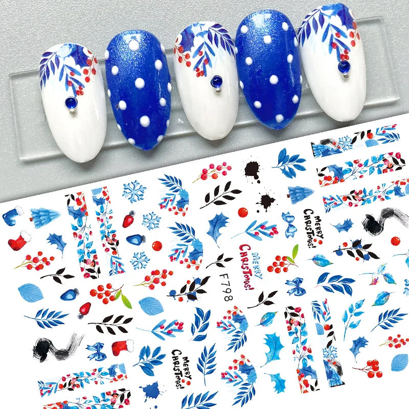 Merry Christmas Penguin Nail Art Sticker 3D Slider Deer Santa Claus Decal New Year Nail Decorations Sticker Manicure Accessories (ONLINE ORDER ONLY)