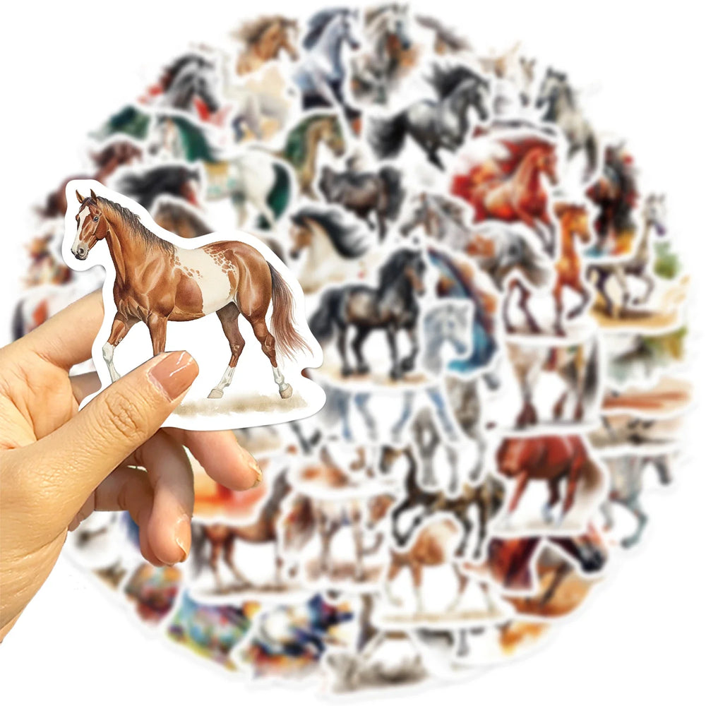 60PCS Horse Funny Animals Stickers Toy DIY Kids Notebook Luggage Motorcycle Laptop Refrigerator Decals Graffiti sticker (ONLINE ORDER ONLY)