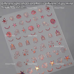 Marine Shell Starfish Ocean Elements Pearl Star Fishing Net Colourful Underwater Organisms 5D Nail Art Stickers Manicure Decals (Online Order Only)