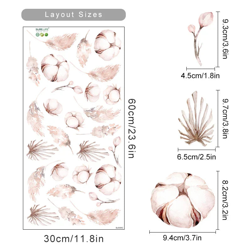 Boho Botanical Watercolor Wall Stickers Nursery Decor (ONLINE ORDER ONLY)