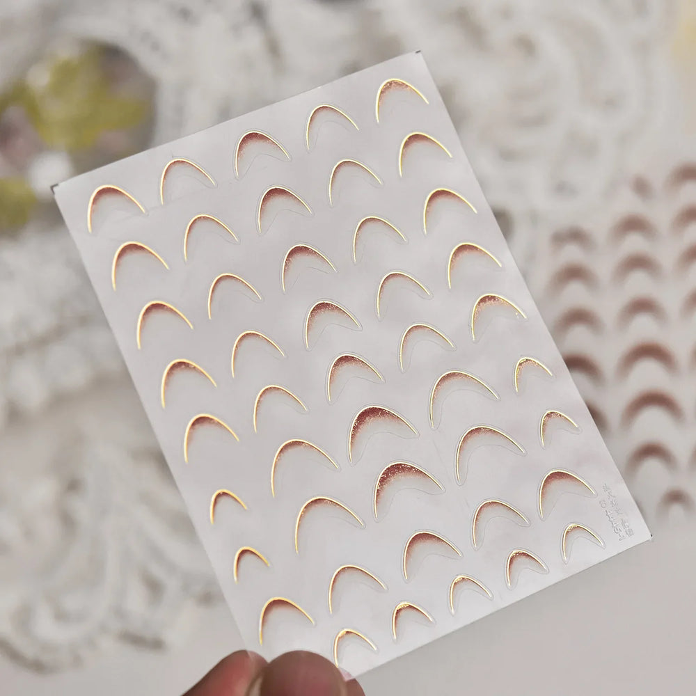 Geometric White Black Red Romantic French Arc Illusion Curve Embossed Relief Self Adhesive Nail Art Stickers 3D Manicure Decals (ONLINE ORDER ONLY)