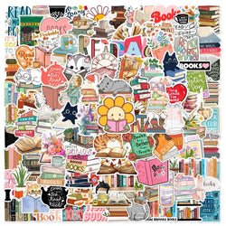 10/50/100PCS Cute Book Reading Stickers Aesthetic DIY Scrapbook Notebook Bottle Phone Luggage Car Decoration Sticker  Toy (Online Order Only)