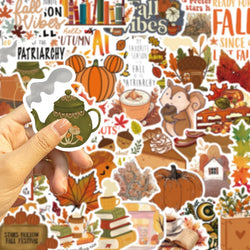 50pcs Dream Fall Maple Leaves Autumn Sticker Travel Suitcase Phone Laptop Luggage Classic Stickers Home Decor Diy Kids Girl Toys (ONLINE ORDER ONLY)