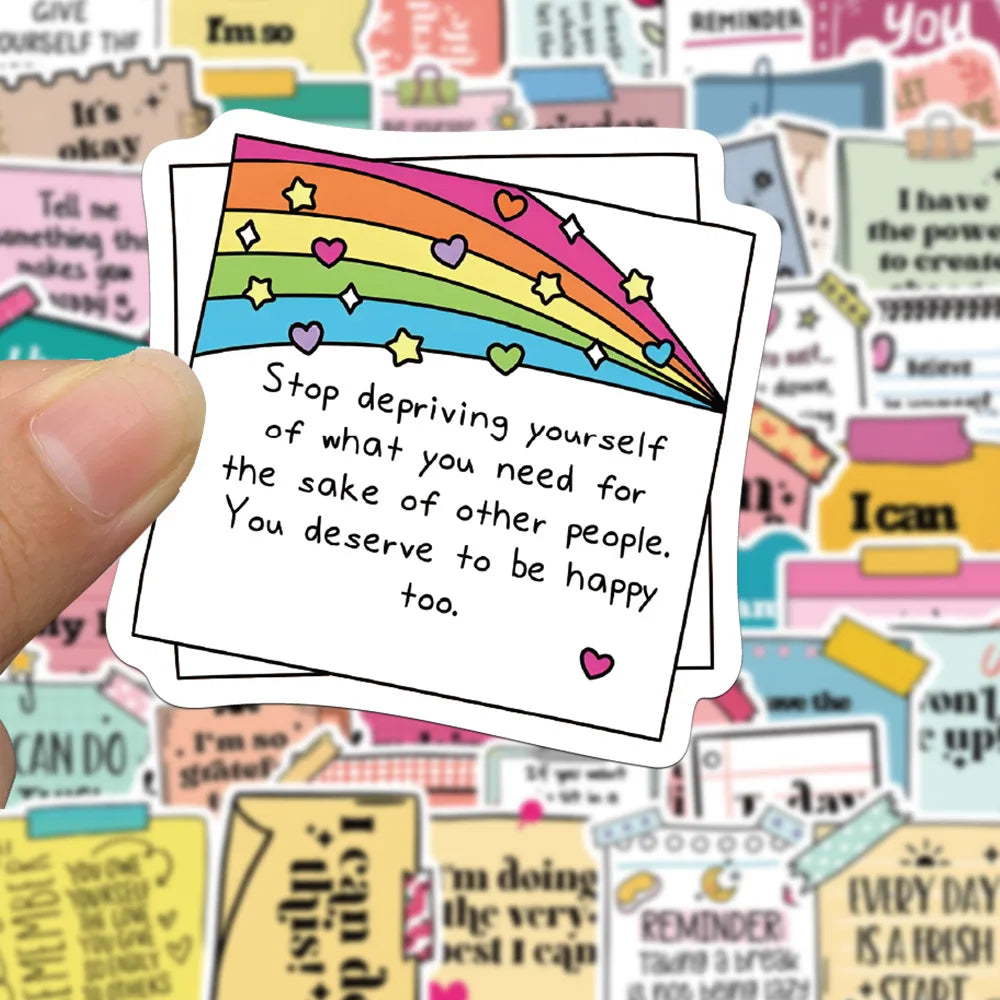 10/50pcs Cute Motivational Words Test Stickers Inspirational Decals for School Teacher Student Stationery Notebook Diary Sticker (Online Order Only)