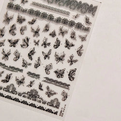 Lace Butterfly Hollow Out Fabric Romantic Flower Pattern Chic Adhesive Nail Art Sticker Rhinestone Manicure Decals Nail Supplies (ONLINE ORDER ONLY)