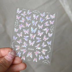 1pcs Pink Christmas Nail Stickers Shiny Shell Light Nail Art Parts Stickers Cute Snowflakes Star Wreath Nail Decorations Decals* (ONLINE ORDER ONLY)