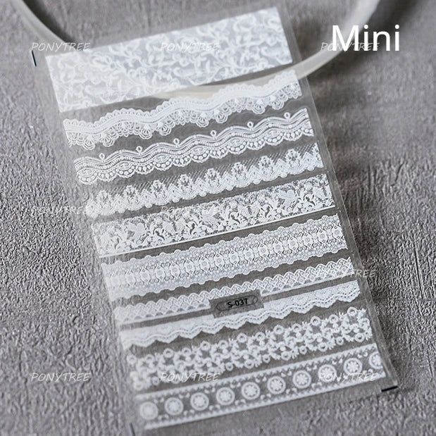 Retro Lace Gird Bowknot Love Heart Flower Leaves Fabric Art Photo Frame Embossed Self Adhesive Nail Art Stickers Manicure Decals (ONLINE ORDER ONLY)