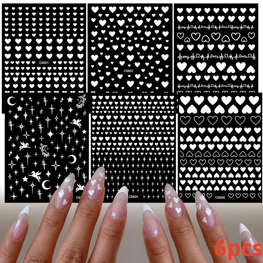 5/8Pcs 3D Hawaiian Flowers Nail Art Stickers Summer Decors with Tropical Leaves Slider Vibrant Pink & White Flowers for Parties* (ONLINE ORDER ONLY)