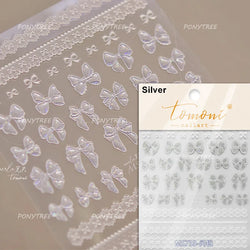 Retro Lace Gird Bowknot Love Heart Flower Leaves Fabric Art Photo Frame Embossed Self Adhesive Nail Art Stickers Manicure Decals (ONLINE ORDER ONLY)