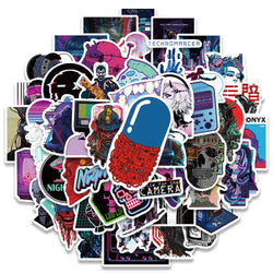 50PCS Y2K Harajuku Cyberpunk Toy Sticker Anime Cybernetic Cool Graffiti Kid Car Phone Laptop Motorcycle Helmet Decal Stickers (ONLINE ORDER ONLY)