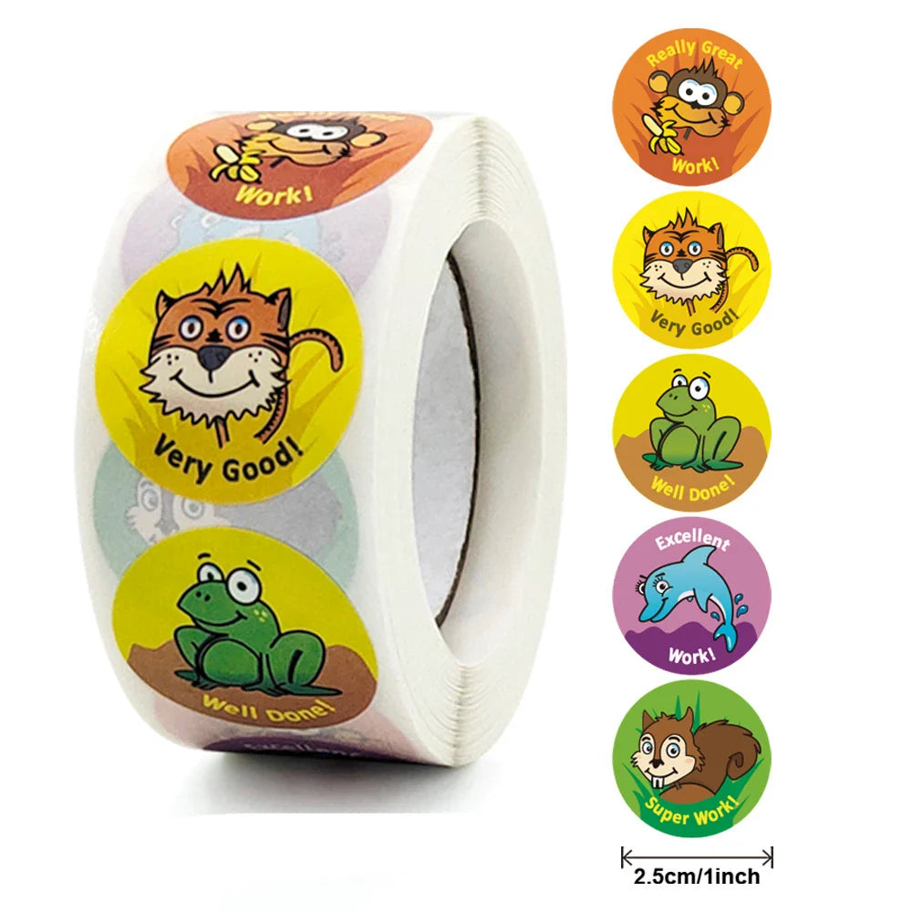 500pcs/roll 1inch Cartoon Animal Children Sticker Label Thank You Cute Toy Game Sticker DIY Gift Sealing Label Decoration 
 (ONLINE ORDER ONLY)