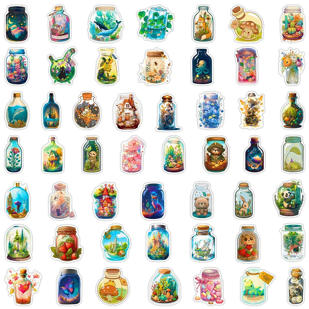10/30/50PCS Ins Style Bottle World Stickers Cartoon Animal Cute Decals DIY Notebook Luggage Skateboard Car Graffiti Toy For Kids (ONLINE ORDER ONLY)