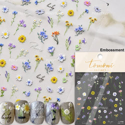 Rose Flower Bouquet Leaves Lace Bowknot Pearl Photo Frame Gird Embossed Reliefs Self Adhesive Nail Art Stickers Manicure Decals (ONLINE ORDER ONLY)
