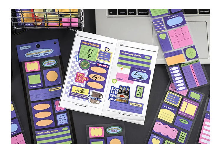 6pcs/lot Inspiration Records Series Writable Sticker Diary Scrapbooking Collage Sticky Note Decoration Sticker Kawaii Stationery (Online Order Only)